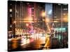 Instants of NY Series - Urban Street View on Avenue of the Americas by Night-Philippe Hugonnard-Stretched Canvas