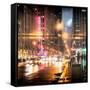 Instants of NY Series - Urban Street View on Avenue of the Americas by Night-Philippe Hugonnard-Framed Stretched Canvas