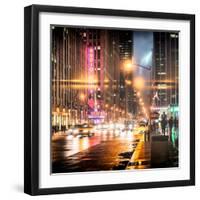 Instants of NY Series - Urban Street View on Avenue of the Americas by Night-Philippe Hugonnard-Framed Photographic Print