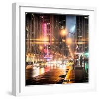 Instants of NY Series - Urban Street View on Avenue of the Americas by Night-Philippe Hugonnard-Framed Photographic Print