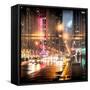 Instants of NY Series - Urban Street View on Avenue of the Americas by Night-Philippe Hugonnard-Framed Stretched Canvas