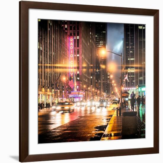 Instants of NY Series - Urban Street View on Avenue of the Americas by Night-Philippe Hugonnard-Framed Photographic Print