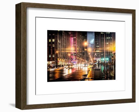 Instants of NY Series - Urban Street View on Avenue of the Americas by Night-Philippe Hugonnard-Framed Art Print