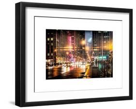 Instants of NY Series - Urban Street View on Avenue of the Americas by Night-Philippe Hugonnard-Framed Art Print