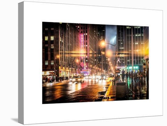 Instants of NY Series - Urban Street View on Avenue of the Americas by Night-Philippe Hugonnard-Stretched Canvas
