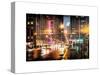Instants of NY Series - Urban Street View on Avenue of the Americas by Night-Philippe Hugonnard-Stretched Canvas