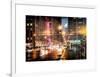 Instants of NY Series - Urban Street View on Avenue of the Americas by Night-Philippe Hugonnard-Framed Art Print