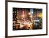 Instants of NY Series - Urban Street View on Avenue of the Americas by Night-Philippe Hugonnard-Framed Art Print