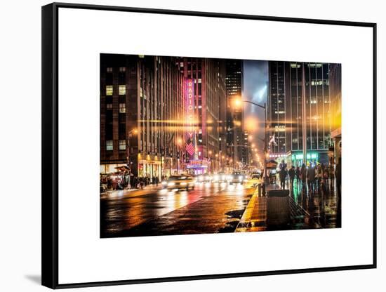 Instants of NY Series - Urban Street View on Avenue of the Americas by Night-Philippe Hugonnard-Framed Stretched Canvas