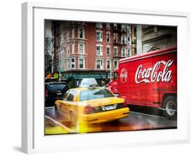 Instants of NY Series - Urban View with Yellow Taxi on Manhattan-Philippe Hugonnard-Framed Photographic Print