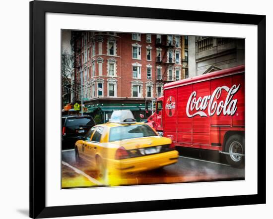 Instants of NY Series - Urban View with Yellow Taxi on Manhattan-Philippe Hugonnard-Framed Photographic Print
