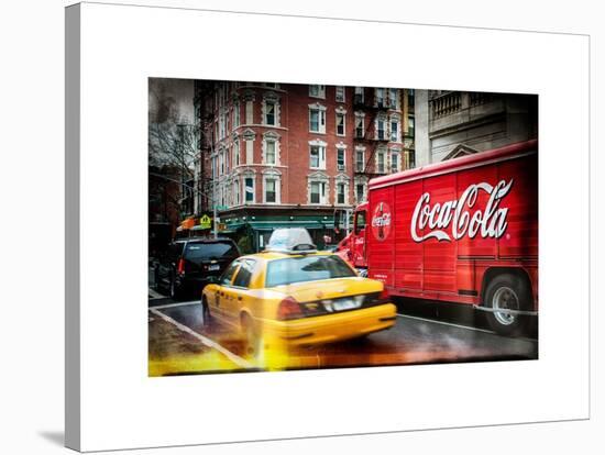 Instants of NY Series - Urban View with Yellow Taxi on Manhattan-Philippe Hugonnard-Stretched Canvas