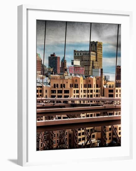 Instants of NY Series - View of Brooklyn Bridge of the Watchtower Building-Philippe Hugonnard-Framed Photographic Print