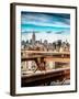 Instants of NY Series - View of Brooklyn Bridge with the Empire State Buildings-Philippe Hugonnard-Framed Photographic Print