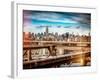 Instants of NY Series - View of Brooklyn Bridge with the Empire State Buildings-Philippe Hugonnard-Framed Photographic Print