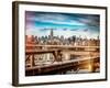 Instants of NY Series - View of Brooklyn Bridge with the Empire State Buildings-Philippe Hugonnard-Framed Photographic Print