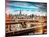 Instants of NY Series - View of Brooklyn Bridge with the Empire State Buildings-Philippe Hugonnard-Mounted Photographic Print