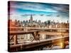 Instants of NY Series - View of Brooklyn Bridge with the Empire State Buildings-Philippe Hugonnard-Stretched Canvas