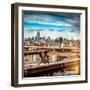 Instants of NY Series - View of Brooklyn Bridge with the Empire State Buildings-Philippe Hugonnard-Framed Photographic Print