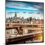 Instants of NY Series - View of Brooklyn Bridge with the Empire State Buildings-Philippe Hugonnard-Mounted Photographic Print
