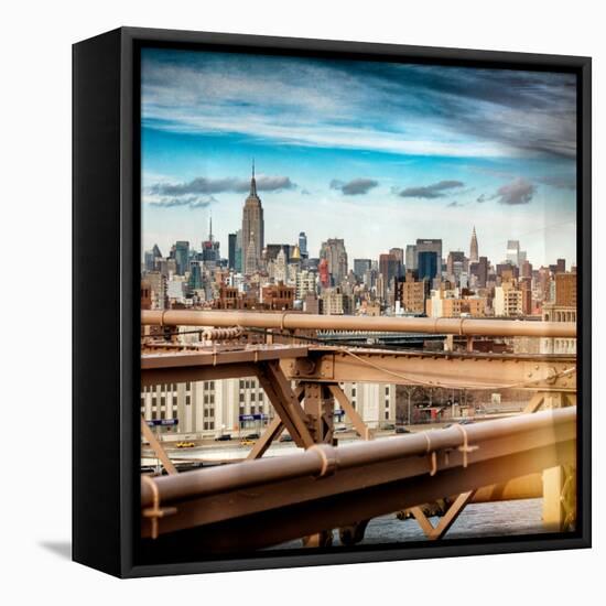 Instants of NY Series - View of Brooklyn Bridge with the Empire State Buildings-Philippe Hugonnard-Framed Stretched Canvas