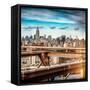 Instants of NY Series - View of Brooklyn Bridge with the Empire State Buildings-Philippe Hugonnard-Framed Stretched Canvas