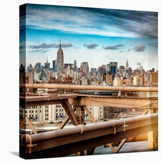 Instants of NY Series - View of Brooklyn Bridge with the Empire State Buildings-Philippe Hugonnard-Stretched Canvas