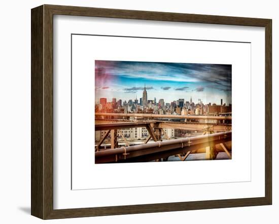 Instants of NY Series - View of Brooklyn Bridge with the Empire State Buildings-Philippe Hugonnard-Framed Art Print