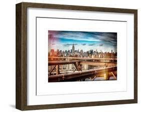 Instants of NY Series - View of Brooklyn Bridge with the Empire State Buildings-Philippe Hugonnard-Framed Art Print