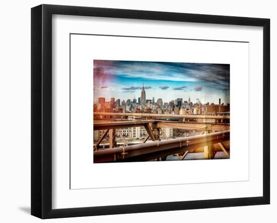 Instants of NY Series - View of Brooklyn Bridge with the Empire State Buildings-Philippe Hugonnard-Framed Art Print