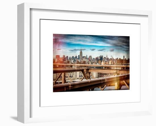 Instants of NY Series - View of Brooklyn Bridge with the Empire State Buildings-Philippe Hugonnard-Framed Art Print