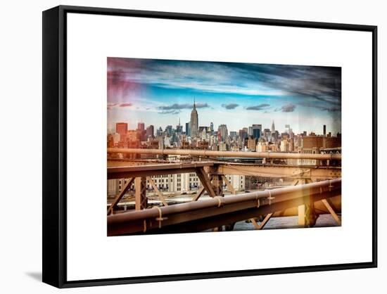 Instants of NY Series - View of Brooklyn Bridge with the Empire State Buildings-Philippe Hugonnard-Framed Stretched Canvas