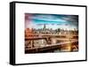 Instants of NY Series - View of Brooklyn Bridge with the Empire State Buildings-Philippe Hugonnard-Framed Stretched Canvas