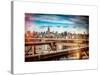 Instants of NY Series - View of Brooklyn Bridge with the Empire State Buildings-Philippe Hugonnard-Stretched Canvas