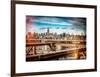 Instants of NY Series - View of Brooklyn Bridge with the Empire State Buildings-Philippe Hugonnard-Framed Art Print