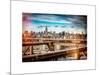 Instants of NY Series - View of Brooklyn Bridge with the Empire State Buildings-Philippe Hugonnard-Mounted Art Print