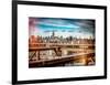 Instants of NY Series - View of Brooklyn Bridge with the Empire State Buildings-Philippe Hugonnard-Framed Art Print