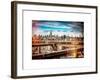 Instants of NY Series - View of Brooklyn Bridge with the Empire State Buildings-Philippe Hugonnard-Framed Art Print