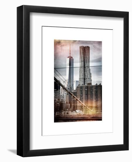 Instants of NY Series - View of Brooklyn Bridge with the One World Trade Center-Philippe Hugonnard-Framed Art Print