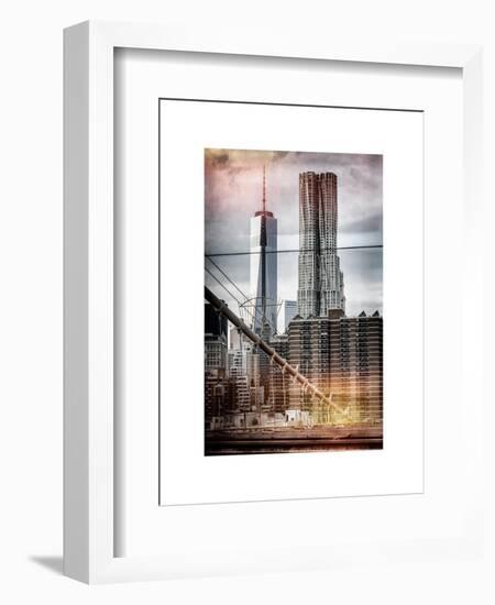 Instants of NY Series - View of Brooklyn Bridge with the One World Trade Center-Philippe Hugonnard-Framed Art Print