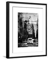 Instants of NY Series - View of Buildings in Manhattan in the Snow with NYPD Car-Philippe Hugonnard-Framed Art Print