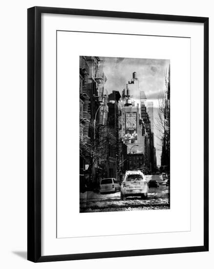 Instants of NY Series - View of Buildings in Manhattan in the Snow with NYPD Car-Philippe Hugonnard-Framed Art Print