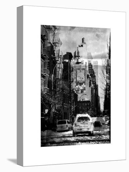 Instants of NY Series - View of Buildings in Manhattan in the Snow with NYPD Car-Philippe Hugonnard-Stretched Canvas
