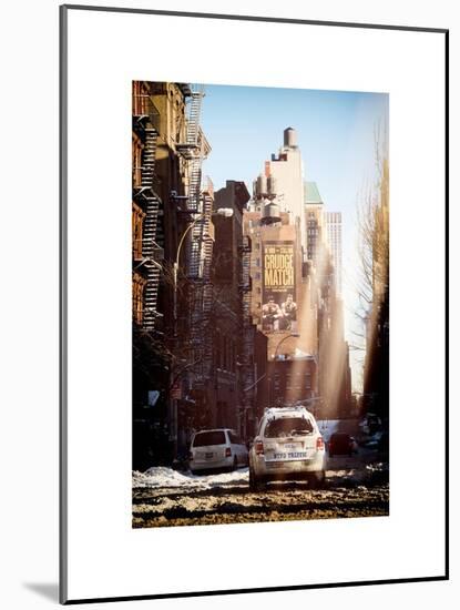 Instants of NY Series - View of Buildings in Manhattan in the Snow with NYPD Car-Philippe Hugonnard-Mounted Art Print