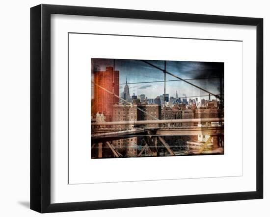 Instants of NY Series - View of Downtown Manhattan from the Brooklyn Bridge-Philippe Hugonnard-Framed Art Print