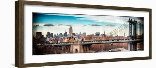 Instants of NY Series - View of Midtown NYC with Manhattan Bridge and Empire State Building-Philippe Hugonnard-Framed Photographic Print