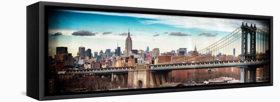 Instants of NY Series - View of Midtown NYC with Manhattan Bridge and Empire State Building-Philippe Hugonnard-Framed Stretched Canvas