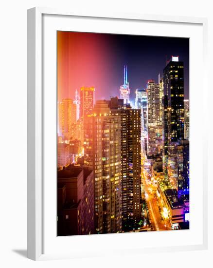 Instants of NY Series - View of Skyscrapers of Times Square and 42nd Street at Night-Philippe Hugonnard-Framed Photographic Print