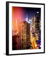 Instants of NY Series - View of Skyscrapers of Times Square and 42nd Street at Night-Philippe Hugonnard-Framed Photographic Print