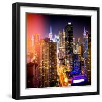 Instants of NY Series - View of Skyscrapers of Times Square and 42nd Street at Night-Philippe Hugonnard-Framed Photographic Print